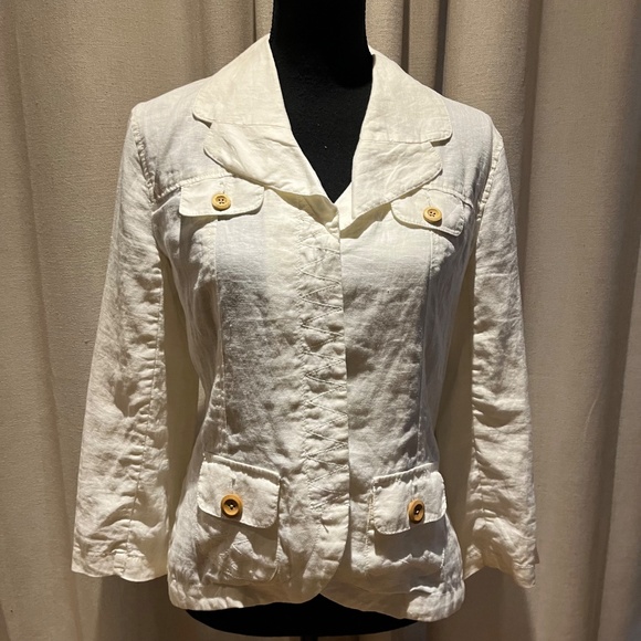 Merona White Linen Blazer Jacket Women’s Small - Picture 8 of 16